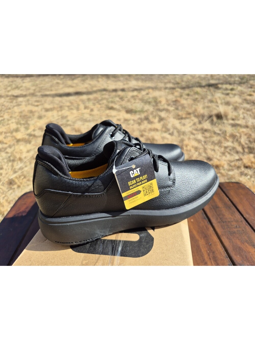 Cat Footwear Women's Prorush Sr+ Oxford Food Service Work Shoes Black Leather 5 - Picture 3 of 9